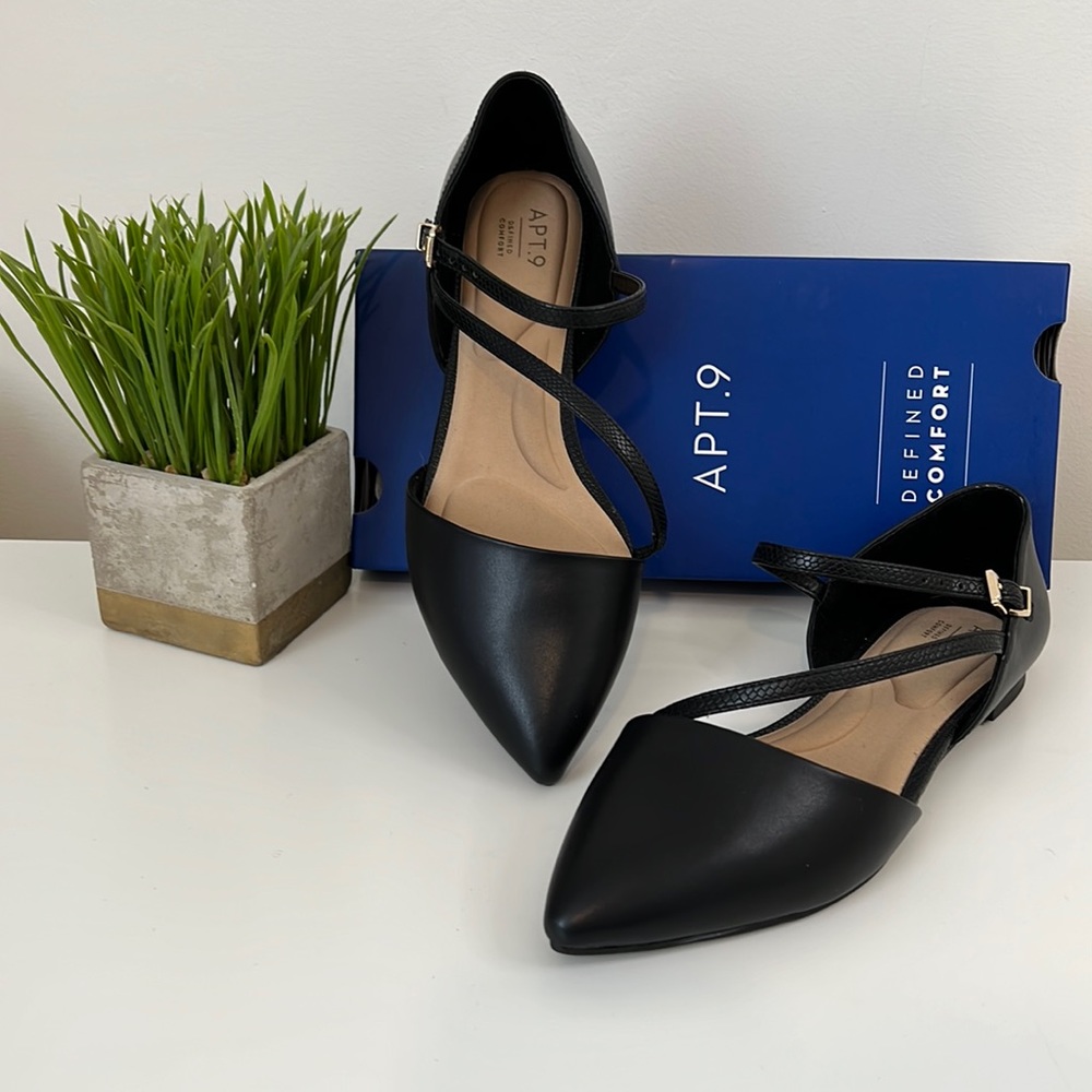 Apt 9 Memory Foam Black Flats